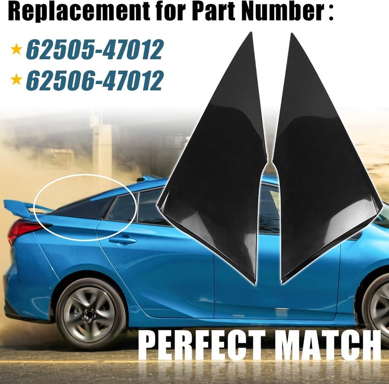 DSISIMO Rear Quarter Molding Cover Side Window Louver Compatible with for Toyota Prius Prime AWD-e 2016-2022 Triangular Cover Plate Replacement for 62505-47012 62505-47011 62506-47011 62506-47012 - Image 3